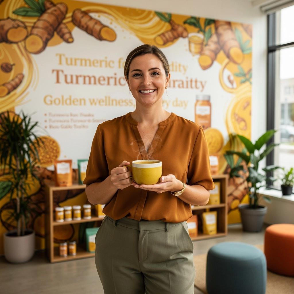 Un verre de thé doré, entouré de petites fleurs et de feuilles vertes.